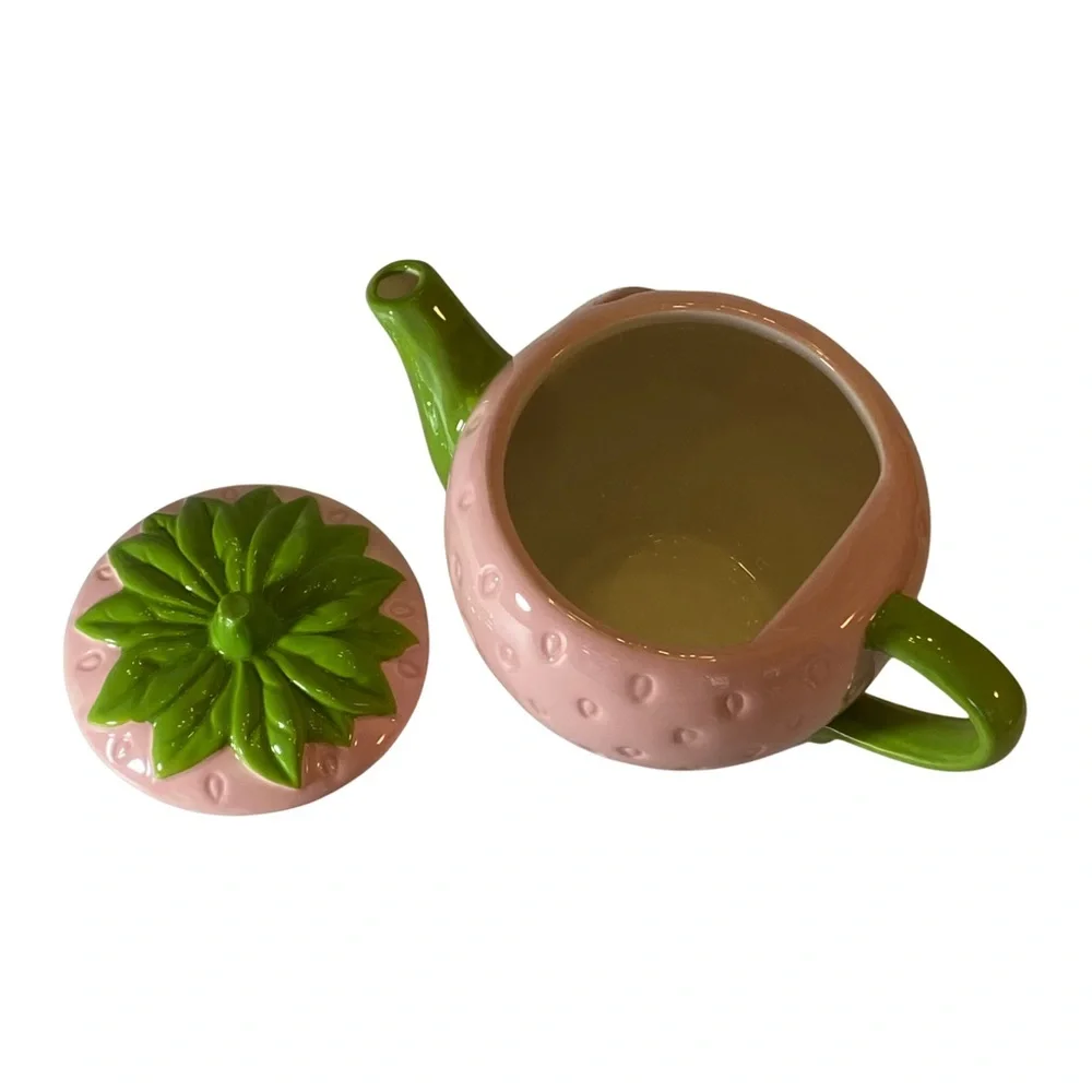 Lang Pink Strawberry Hand Painted Teapot - Picture 4 of 9